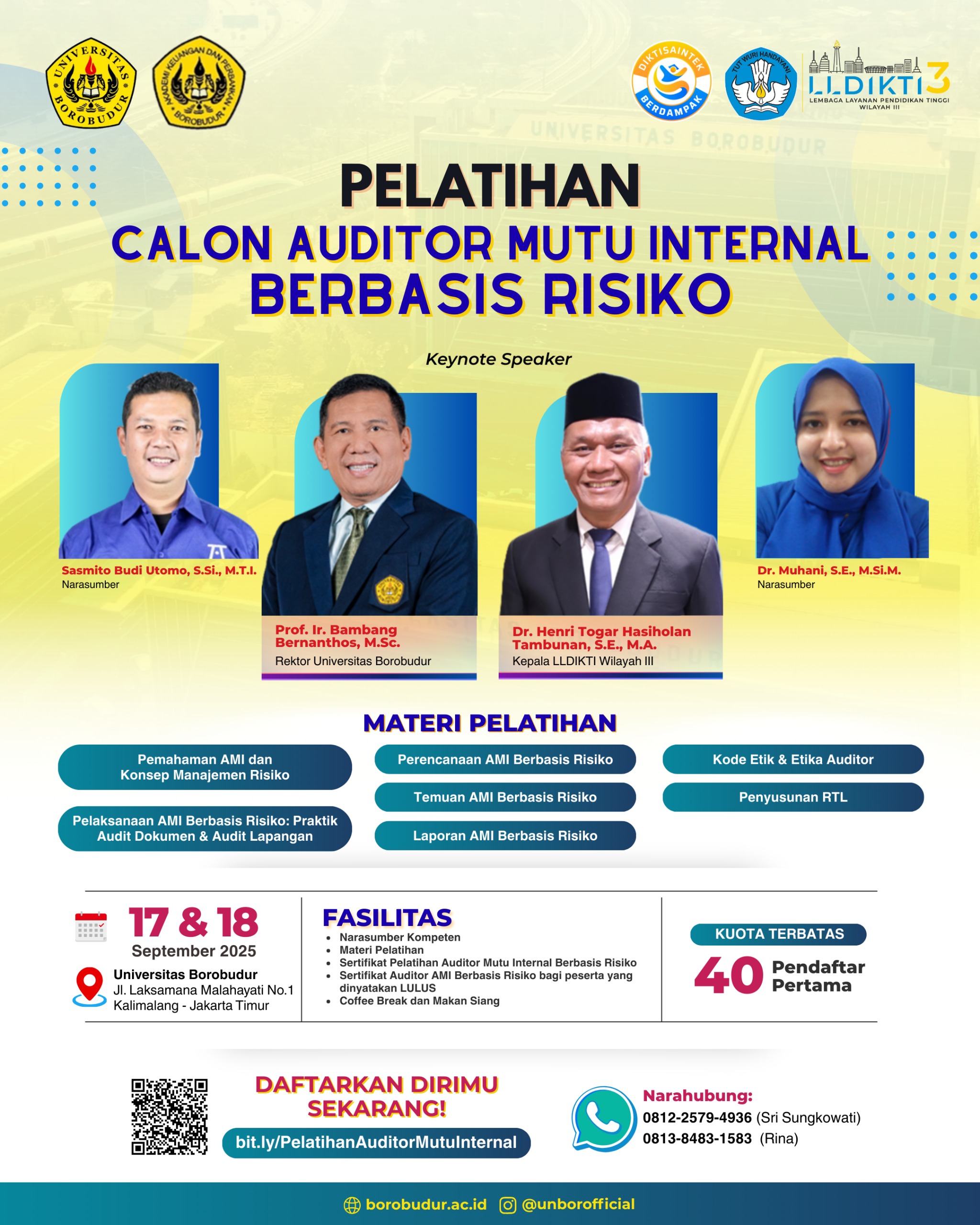 PELATIHAN CALON AUDITOR MUTU INTERNAL BERBASIS RISIKO